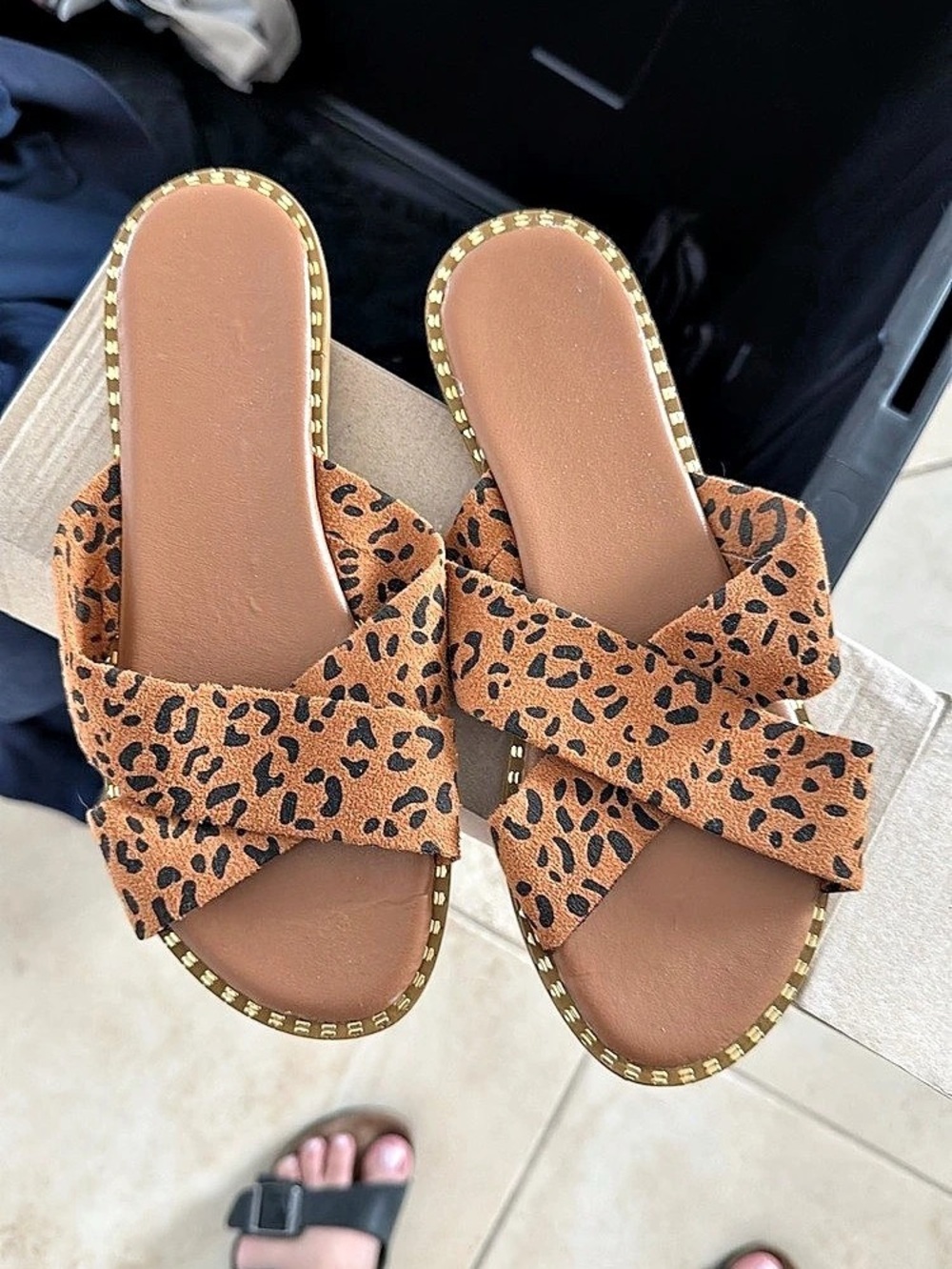 Animal Print Slide Sandals